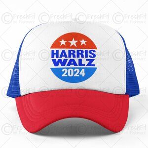 🆕Harris Walz 2024 V2 Foam Trucker Hat Mesh Snapback Cap Red/White/Blue